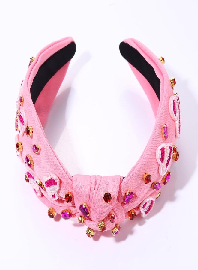 بودرير طوق رأس عيد الحب من بوديرير، طوق رأس أحمر وردي على شكل قلب، مرصع بالكريستال، إكسسوار شعر لحفلات عيد الحب (قلب وردي مطرز بالخرز) - Image 4